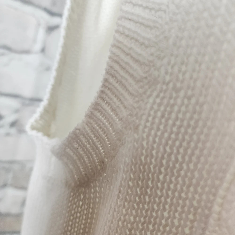Vintage Abercrombie & Fitch Cotton Cable Knit VNeck Sweater Vest Ivory Large - Picture 7 of 15